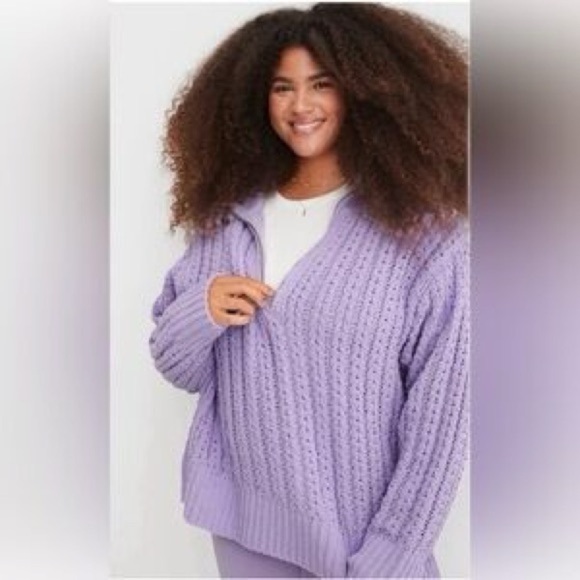 Aerie Cable Car Quarter Zip Sweater - Picture 1 of 6